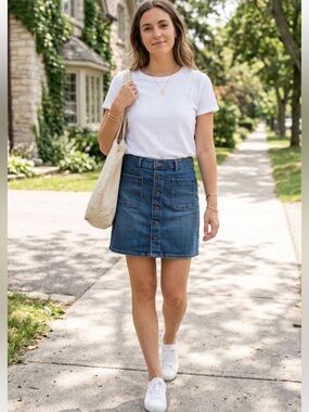 GAP Indigo Blue Button Front Denim Skirt 12